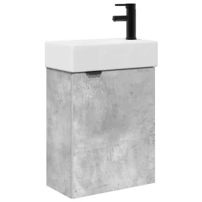 vidaXL Kopalniška omarica s tapo Betonsko siva 45,5 x 22,5 x 84 cm
