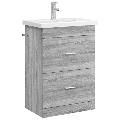 vidaXL Komplet pohištva za kopalnico Siva Sonoma 61 x 40 x 84,5 cm