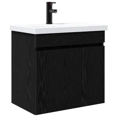 vidaXL Kopalniška omarica s tapo Črni hrast 61 x 40 x 74,5 cm