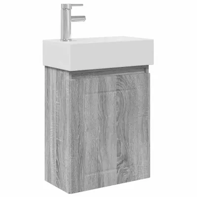 vidaXL Kopalniška omarica s tapo Siva Sonoma 45,5 x 25,5 x 84 cm