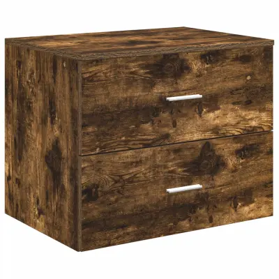 vidaXL Kopalniška omarica na steni Dimljen hrast 62,5 x 44,5 x 50 cm
