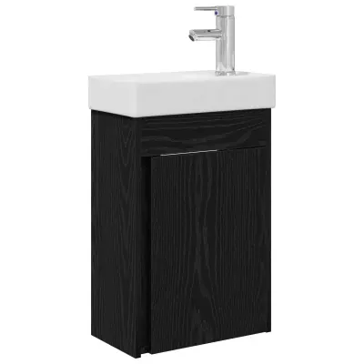 vidaXL Kopalniška omarica s tapo Črni hrast 40,5 x 22,5 x 62 cm