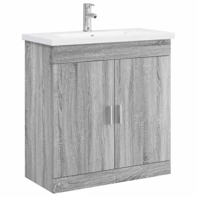 vidaXL Komplet pohištva za kopalnico Siva Sonoma 81 x 40 x 84,5 cm