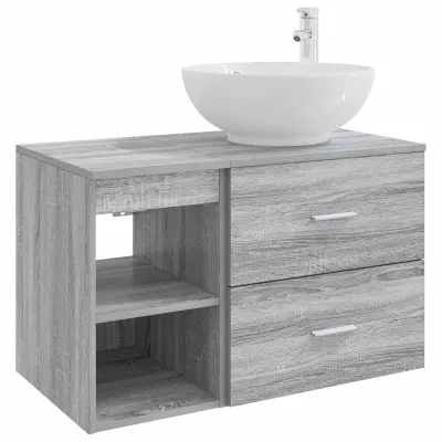 vidaXL Komplet pohištva za kopalnico 2 pcs Siva Sonoma Inženirski les