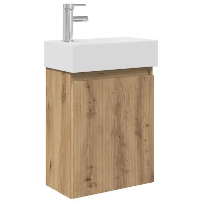 vidaXL Kopalniška omarica s tapo Artisan hrast 45,5 x 22,5 x 84 cm