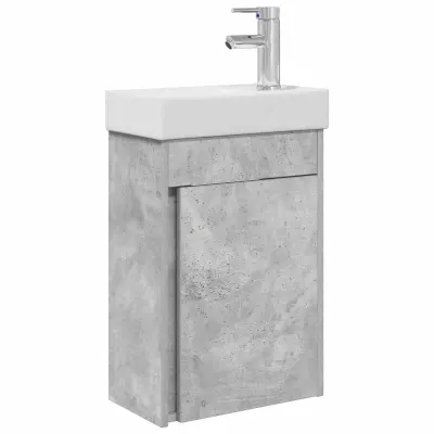 vidaXL Kopalniška omarica s tapo Betonsko siva 40,5 x 22,5 x 62 cm