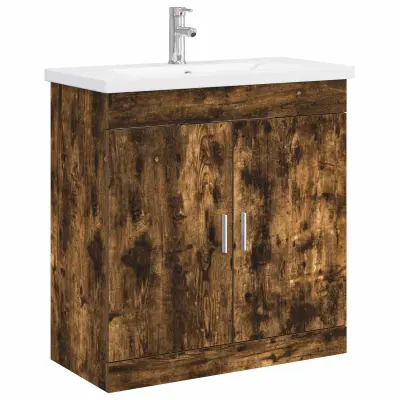 vidaXL Komplet pohištva za kopalnico Dimljen hrast 81 x 40 x 84,5 cm