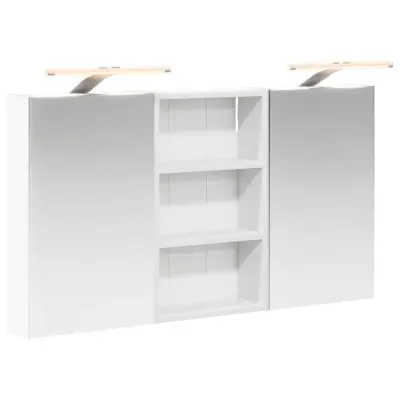 vidaXL Komplet omaric za kopalnico z LED lučmi 3 pcs 90 x 10,5 x 50 cm