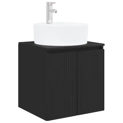 vidaXL Umivalnik s pritrditev na steno Črna 49,5 x 44,5 x 65 cm