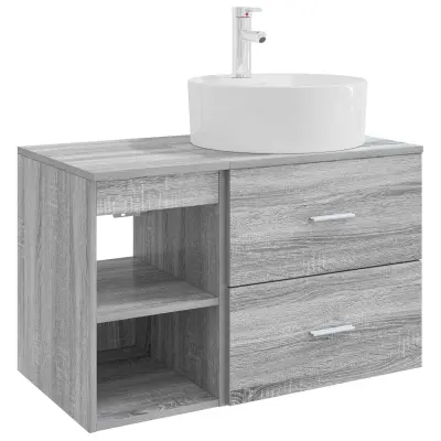 vidaXL Komplet pohištva za kopalnico 2 pcs Siva Sonoma Inženirski les