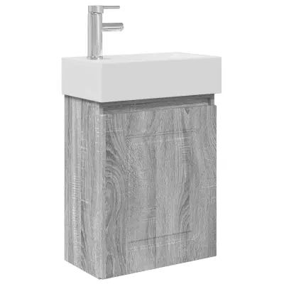 vidaXL Kopalniška omarica s tapo Siva Sonoma 45,5 x 22,5 x 84 cm