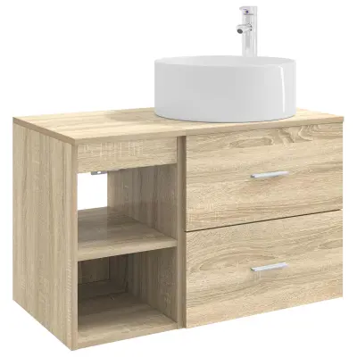 vidaXL Komplet pohištva za kopalnico 2 pcs Sonoma hrast Inženirski les