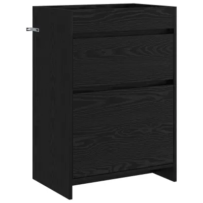 vidaXL Kopalniški kabinet pod umivalnikom Črni hrast 56 x 37,5 x 81 cm