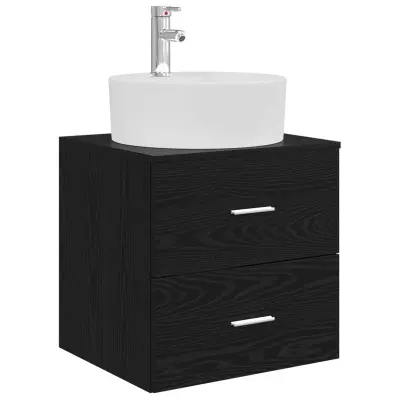 vidaXL Umivalnik s pritrditev na steno Črni hrast 49,5 x 44,5 x 65 cm