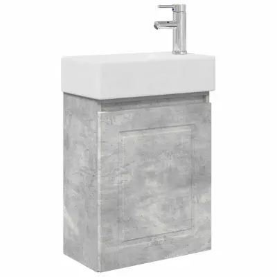 vidaXL Kopalniška omarica s tapo Betonsko siva 45,5 x 22,5 x 84 cm