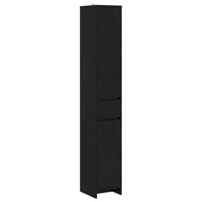 vidaXL Kopalniška omarica Črni hrast 30 x 33 x 190 cm Inženirski les