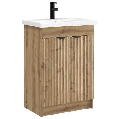 vidaXL Komplet pohištva za kopalnico Artisan hrast 56 x 37,5 x 81 cm