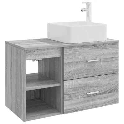 vidaXL Komplet pohištva za kopalnico 2 pcs Siva Sonoma Inženirski les