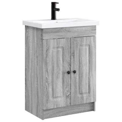 vidaXL Komplet pohištva za kopalnico Siva Sonoma 56 x 37,5 x 81 cm