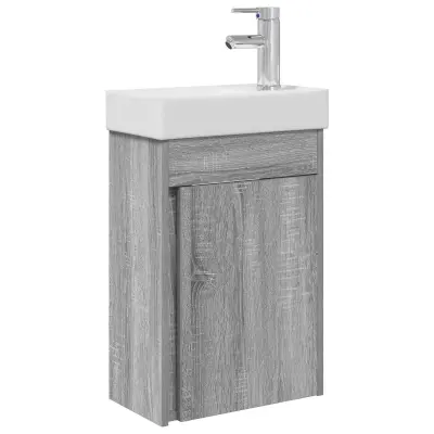 vidaXL Kopalniška omarica s tapo Siva Sonoma 40,5 x 22,5 x 62 cm