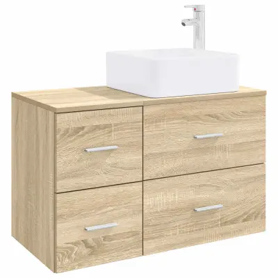 vidaXL Komplet pohištva za kopalnico 2 pcs Sonoma hrast Inženirski les
