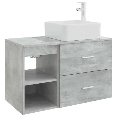vidaXL Komplet pohištva za kopalnico 2 pcs Betonsko siva