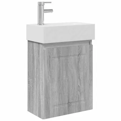 vidaXL Kopalniška omarica s tapo Siva Sonoma 45,5 x 22,5 x 84 cm