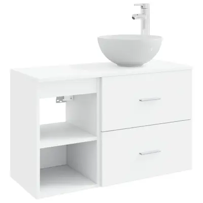 vidaXL Komplet pohištva za kopalnico 2 pcs Bela Inženirski les