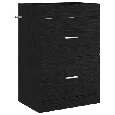 vidaXL Kopalniški kabinet pod umivalnikom Črni hrast 56 x 37,5 x 81 cm