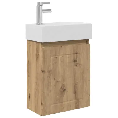 vidaXL Kopalniška omarica s tapo Artisan hrast 45,5 x 25,5 x 84 cm