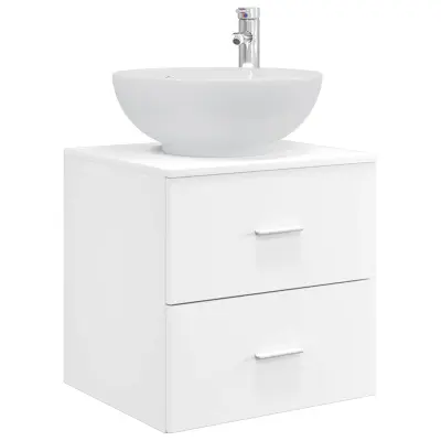 vidaXL Umivalnik s pritrditev na steno Bela 49,5 x 44,5 x 66,5 cm