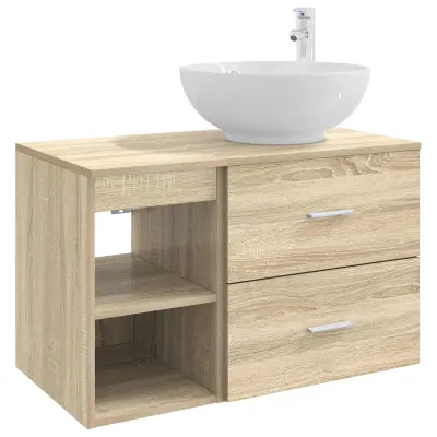 vidaXL Komplet pohištva za kopalnico 2 pcs Sonoma hrast Inženirski les