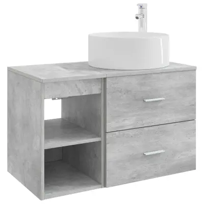 vidaXL Komplet pohištva za kopalnico 2 pcs Betonsko siva