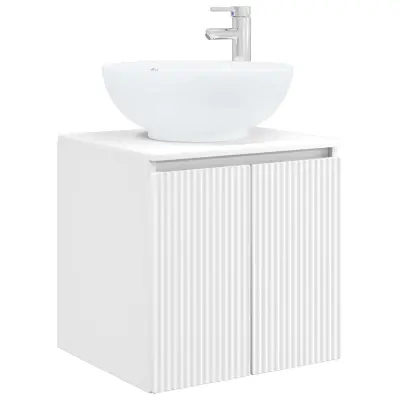 vidaXL Umivalnik s pritrditev na steno Bela 49,5 x 44,5 x 65 cm
