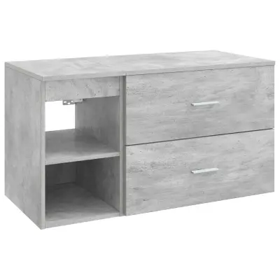 vidaXL Komplet pohištva za kopalnico 2 pcs Betonsko siva