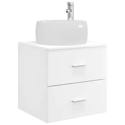 vidaXL Umivalnik s pritrditev na steno Bela 49,5 x 44,5 x 66 cm