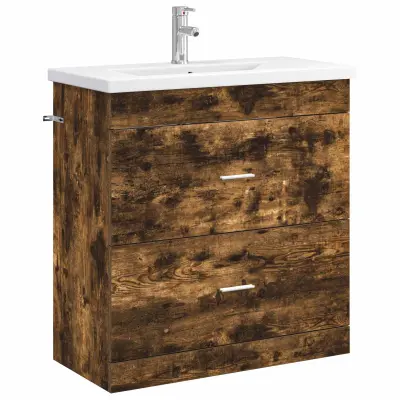 vidaXL Komplet pohištva za kopalnico Dimljen hrast 81 x 40 x 84,5 cm