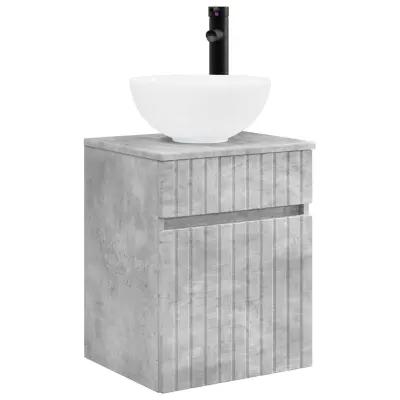 vidaXL Visoka umivalnik s police Betonsko siva 39 x 35 x 63 cm