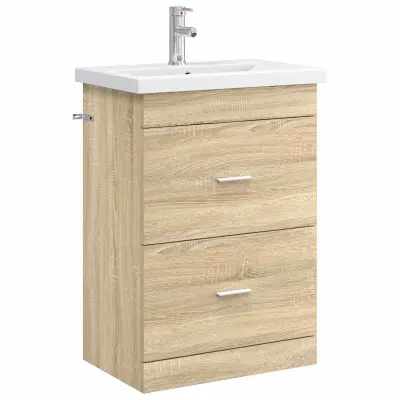 vidaXL Komplet pohištva za kopalnico Sonoma hrast 61 x 40 x 84,5 cm