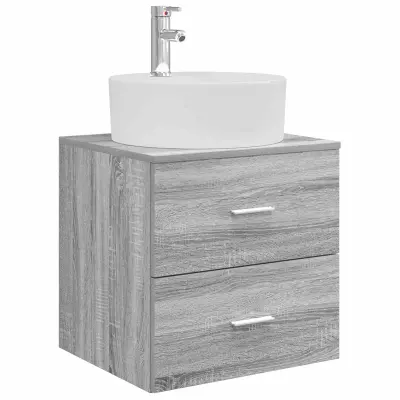 vidaXL Umivalnik s pritrditev na steno Siva Sonoma 49,5 x 44,5 x 65 cm