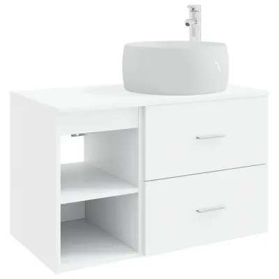 vidaXL Komplet pohištva za kopalnico 2 pcs Bela Inženirski les
