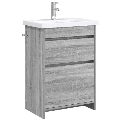 vidaXL Komplet pohištva za kopalnico Siva Sonoma 61 x 40 x 84,5 cm