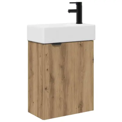 vidaXL Kopalniška omarica s tapo Artisan hrast 45,5 x 22,5 x 84 cm
