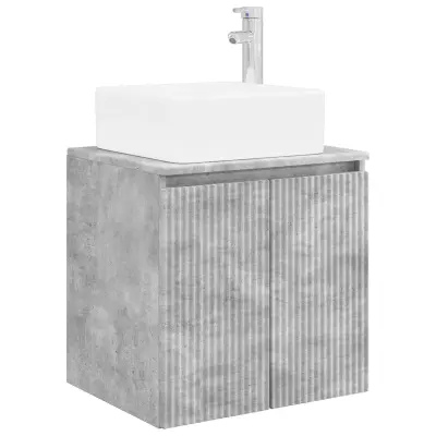 vidaXL Umivalnik s pritrditev na steno Betonsko siva 53 x 35 x 63 cm
