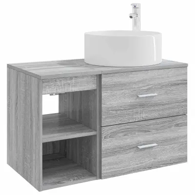 vidaXL Komplet pohištva za kopalnico 2 pcs Siva Sonoma Inženirski les