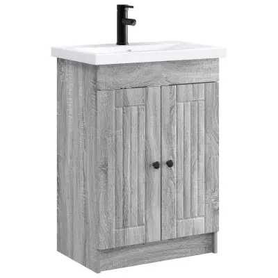 vidaXL Komplet pohištva za kopalnico Siva Sonoma 56 x 37,5 x 81 cm