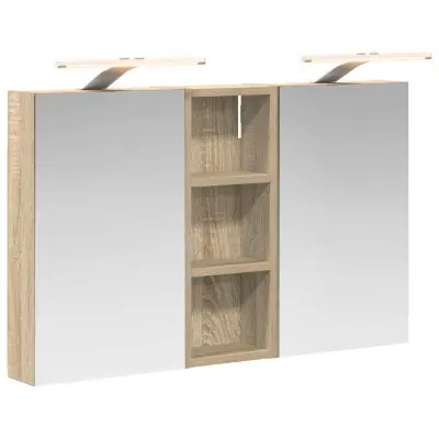 vidaXL Komplet omaric za kopalnico z LED lučmi 3 pcs 80 x 10,5 x 50 cm