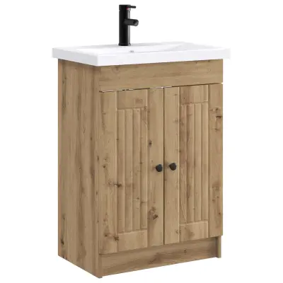 vidaXL Komplet pohištva za kopalnico Artisan hrast 56 x 37,5 x 81 cm