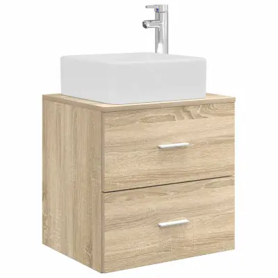 vidaXL Umivalnik s pritrditev na steno Sonoma hrast 53 x 34,5 x 63 cm
