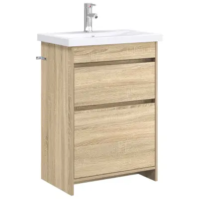 vidaXL Komplet pohištva za kopalnico Sonoma hrast 61 x 40 x 84,5 cm